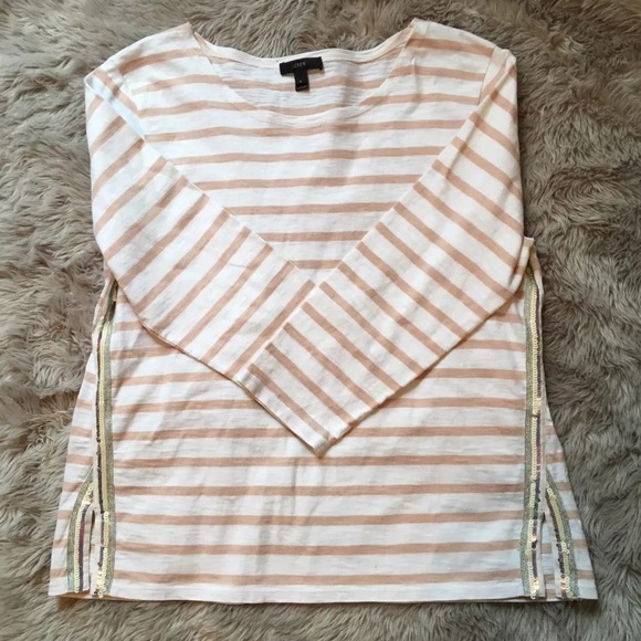 J. Crew Tops - J crew striped sequin top size large